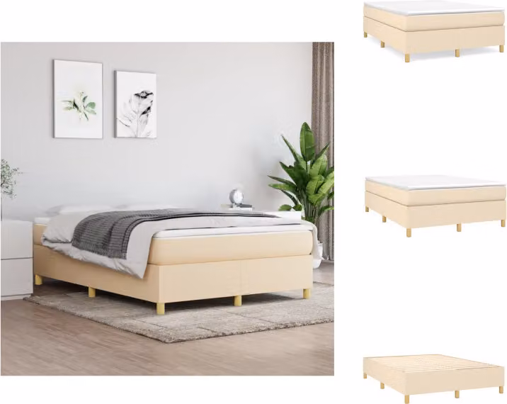 vidaXL Letto a molle insacchettate crema 140x200 cm in tessuto - Letti e strutture letto