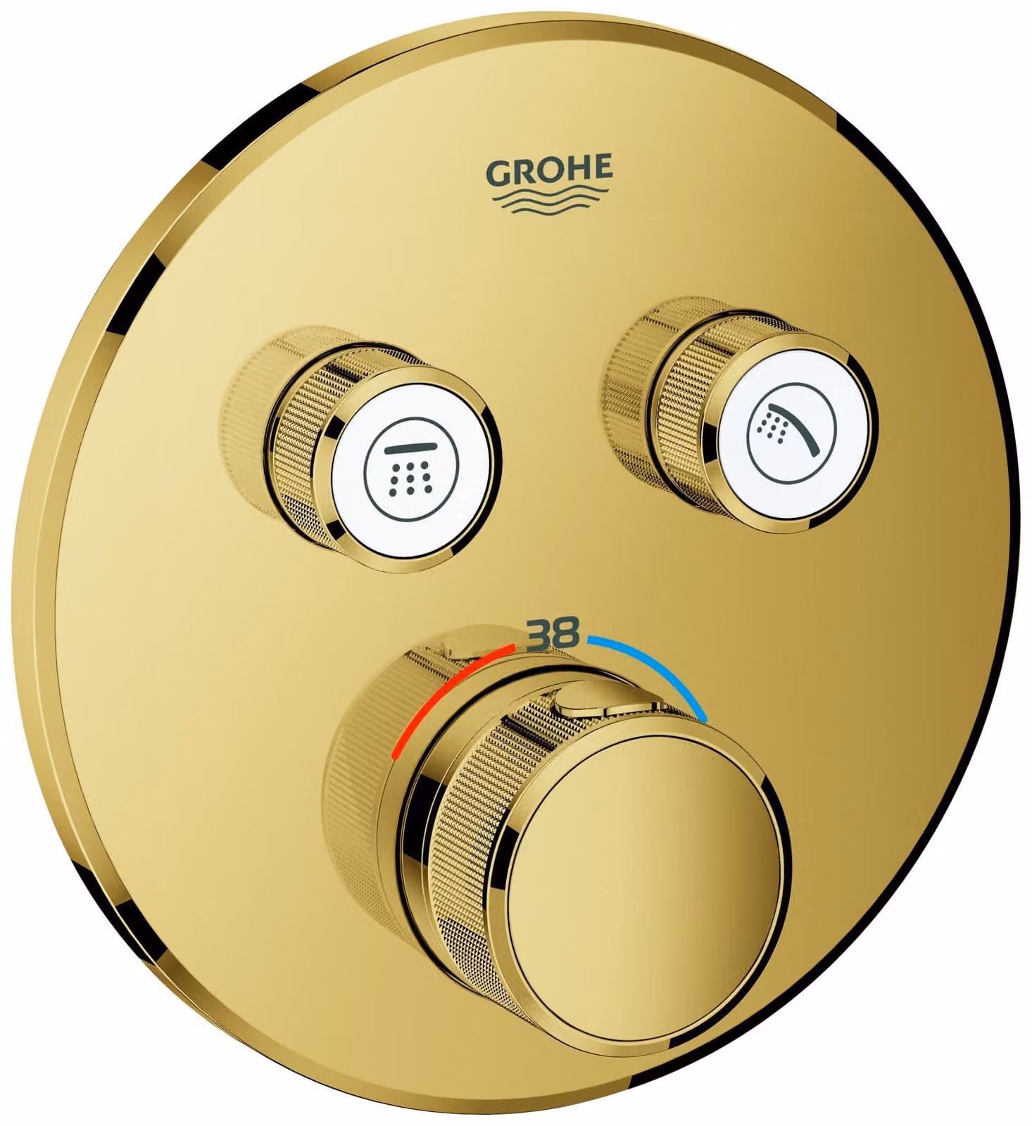 Thermostat Grohe Grohtherm SmartControl avec deux vannes darrêt, rosace murale ronde, 29119GL0, 29119GL0