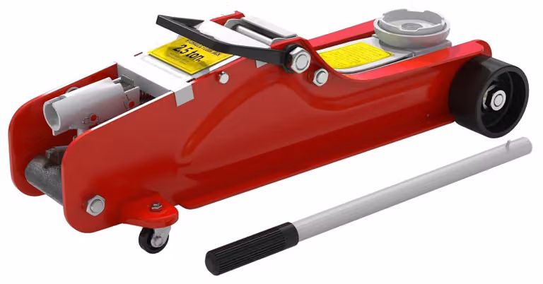 Sollevatore idraulico a basso profilo per auto, portata 2,5 tonnellate | Colore: rosso | Dimensioni: 20x56x8-38 cm