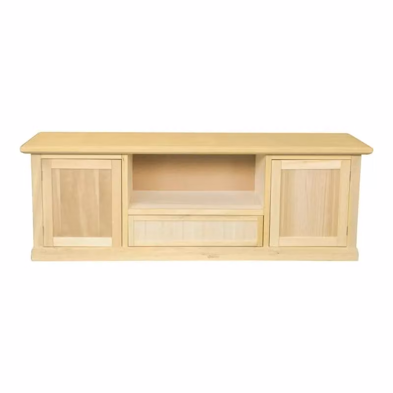 Porta TV Mobili 2G in legno di pino beige con 2 porte e 1 cassetto L: 160 cm, P: 45 cm, H: 56 cm