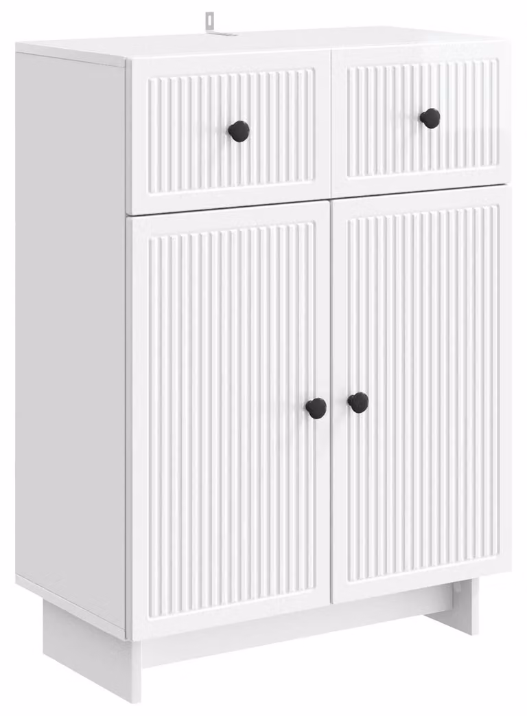 Credenza Bianco Lucido 66 x 34,5 x 90 cm Legno ingegnerizzato