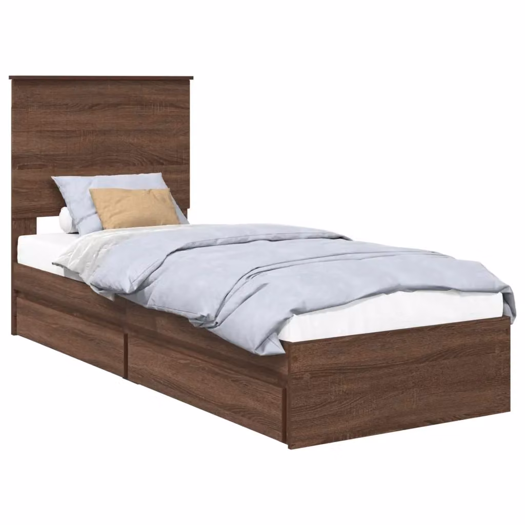 Letto con contenitore e cassetto vidaXL in legno rovere marrone L: 193 cm, P: 78 cm, H: 100 cm – 2