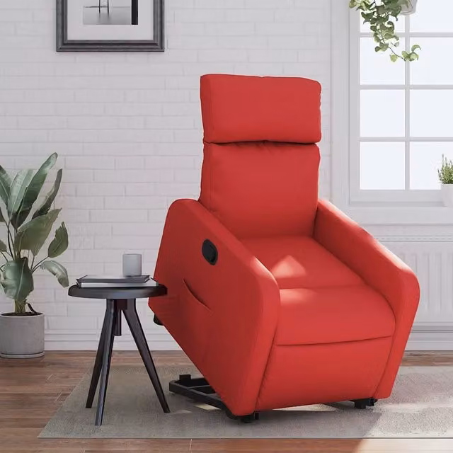 Poltrona Alzapersona Reclinabile vidaXL in Similpelle Rossa con Assistenza Elettrica per Senior
