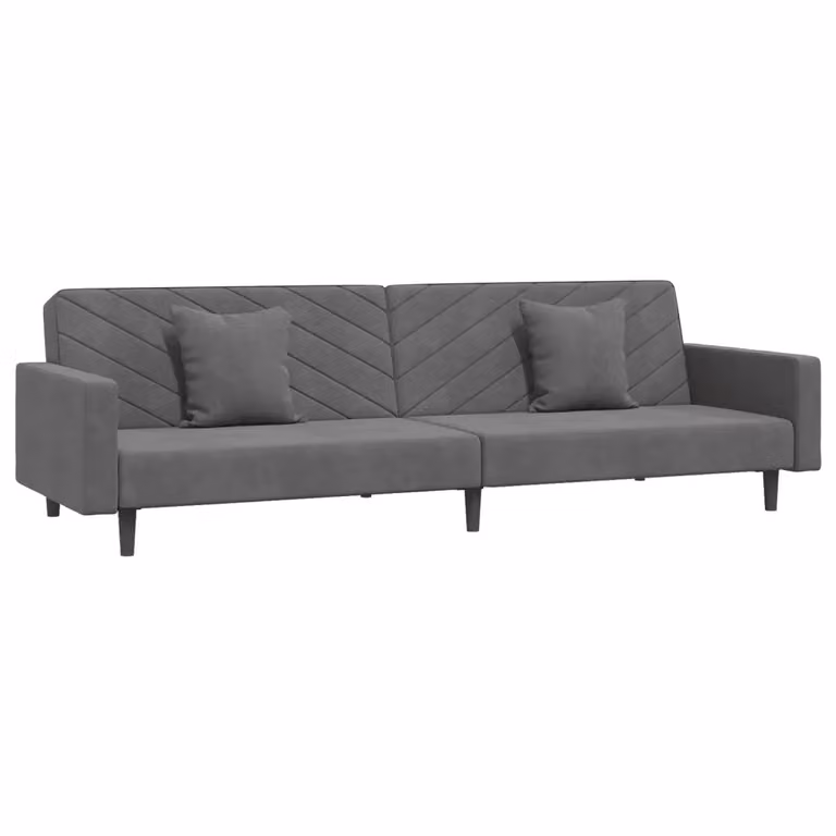 Divano Letto Click Clack vidaXL in Velluto Grigio con Cuscini e Struttura in Legno Massello