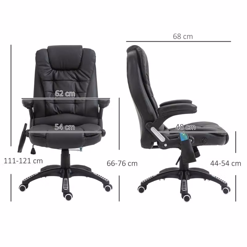 Sedia da ufficio ergonomica WISHDOR in ecopelle nera con funzione massaggio, poggiatesta e rotazione a 360 gradi – 2