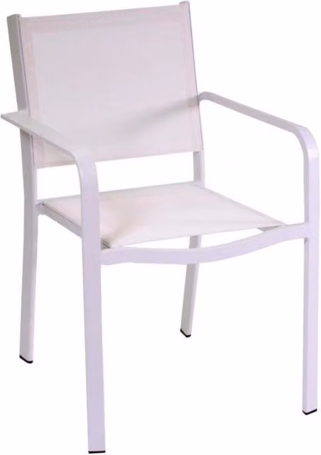 Poltrona in alluminio e texilene El Paso bianca per giardino e balcone L: 55 cm, P: 61 cm, H: 84,5 cm