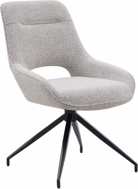 Set di 2 sedie da pranzo girevoli 87 cm tessuto grigio beige metallo nero