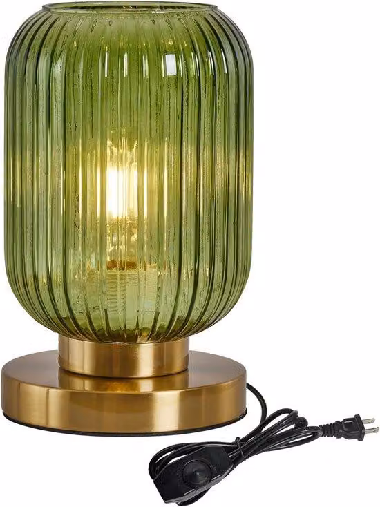 Lampada da tavolo moderna in vetro con dimmer – Lampada in vetro verde (vetro lavorato)