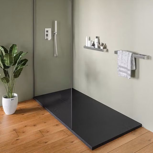 Piatto doccia 80x160 cm in marmoresina nero effetto pietra | Merlera