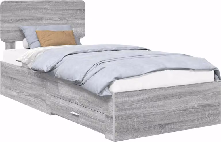 Struttura del letto con testiera Grigio Sonoma 100 x 200 cm