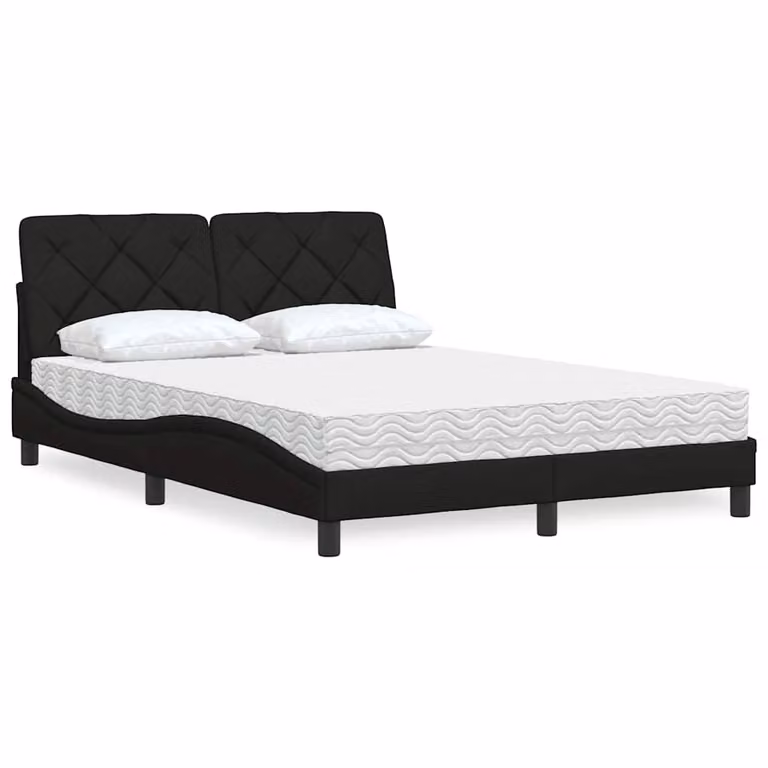 Letto con Materasso vidaXL in Tessuto Nero L 120 x P 200 cm