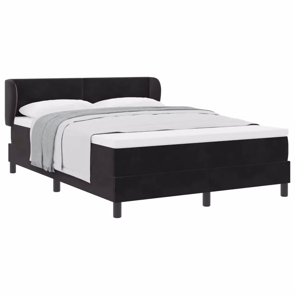 Letto a molle moderno vidaXL con testiera in velluto nero L/P/H: 200 x 140 x 147 cm – 2