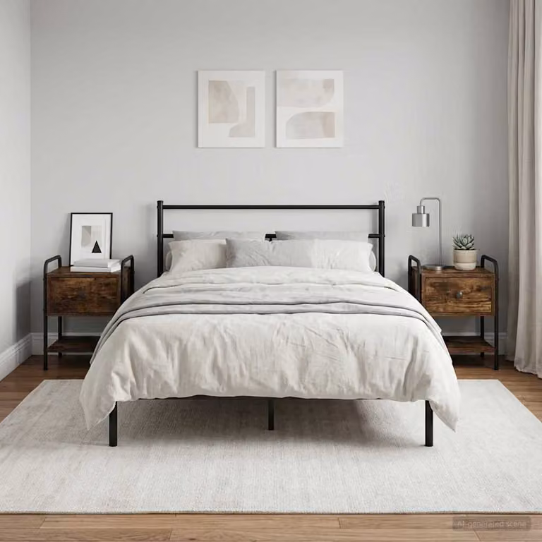 Set di 2 Armadi da Notte vidaXL in Rovere Fumo, L 35 cm x P 36,5 cm x H 47 cm