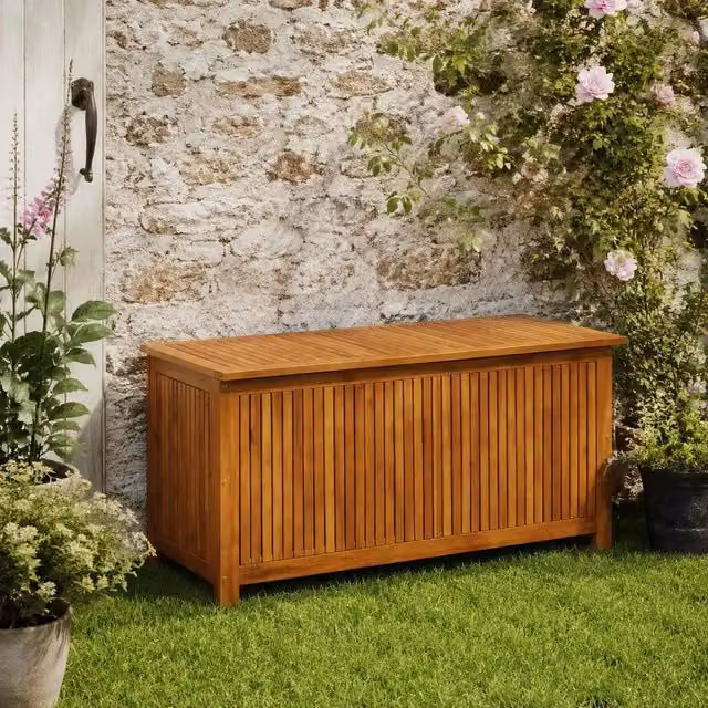 Garden Storage Box 113x50x58 Cm Solid Acacia Wood