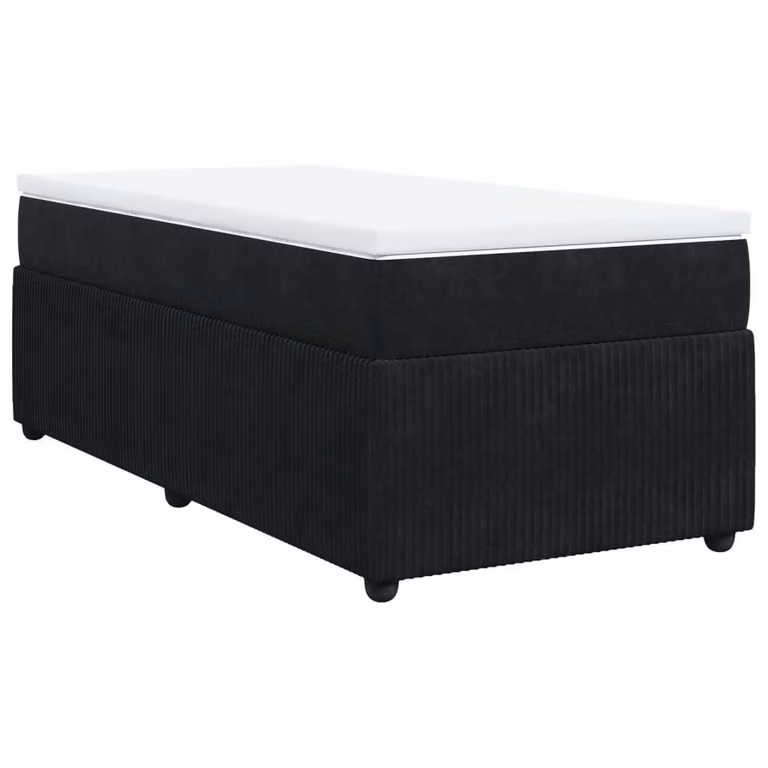 Giroletto a Molle con Materasso Nero 90x190 cm in Velluto