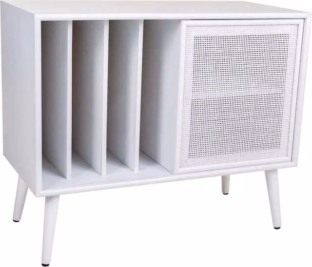 Mobile base in legno bianco e rete 80x38x67h
