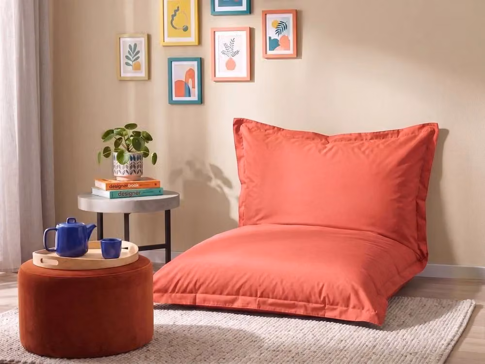 Pouf a sacco Beliani rosso in stile retrò con fodera rimovibile L: 140 cm, P: 180 cm – 2