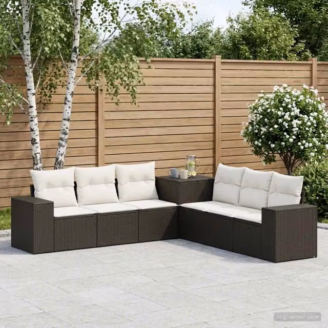 Set di divani 7 pz Nero e Bianco Crema 55 x 55 x 69 cm 3448835