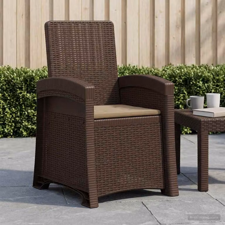Sedia da giardino reclinabile vidaXL in effetto rattan moderno, colori Marrone e Beige