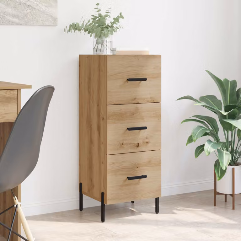 Credenza moderna vidaXL in legno color rovere marrone L: 34 cm, P: 34,5 cm, H: 90 cm