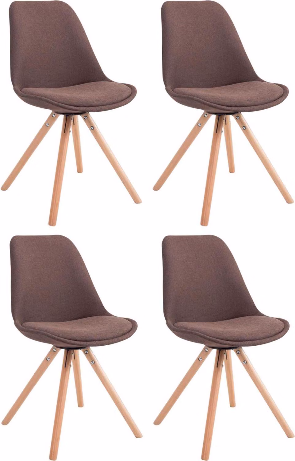 Set di quattro sedie per visitatori - Sedie per ospiti - Design elegante con robusta struttura in legno | Colore: Marrone | Colore dell'abbigliamento: Naturale