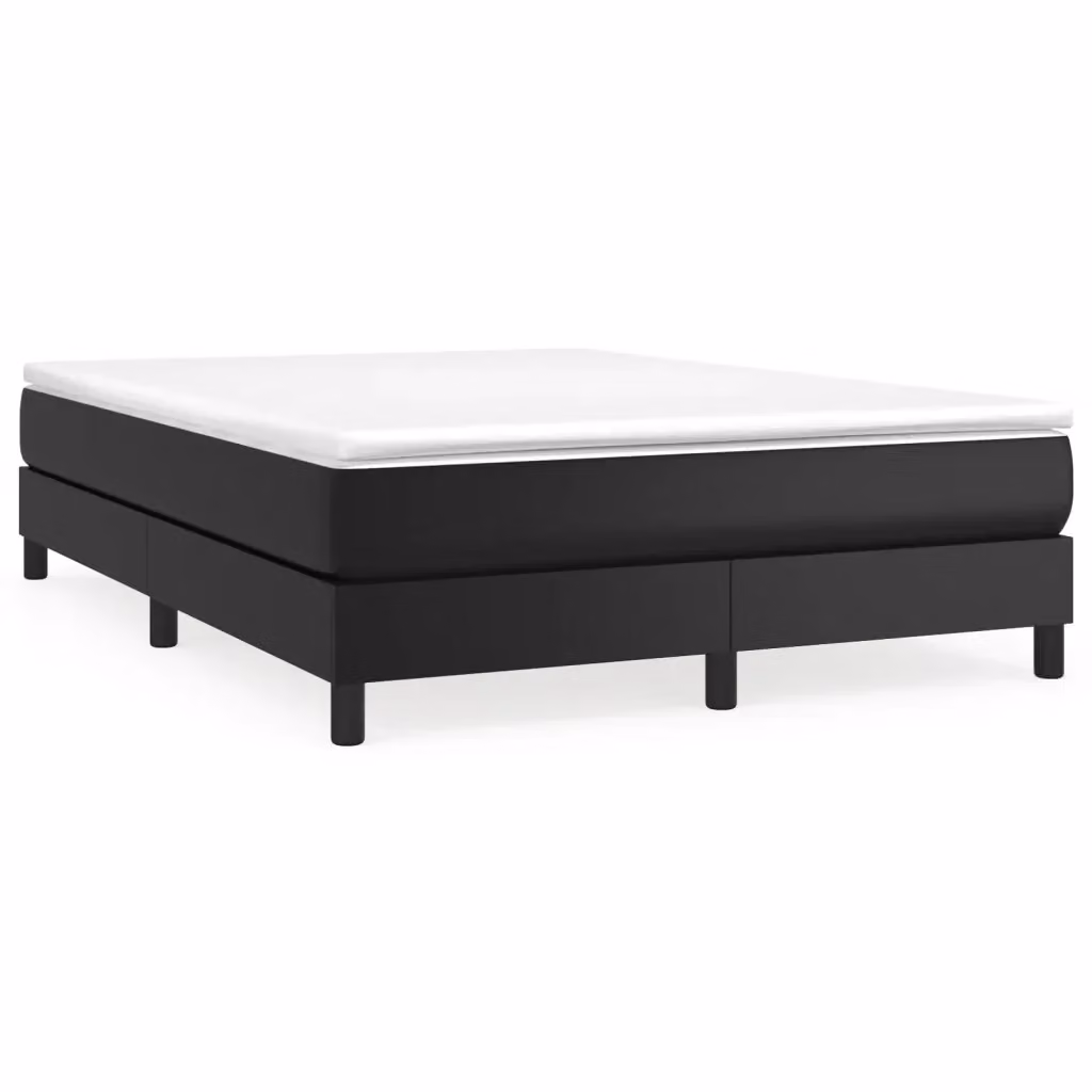 Letto a molle con materasso ibrido vidaXL in similpelle nero e bianco L/P/H: 190 x 140 x 25 cm – 2