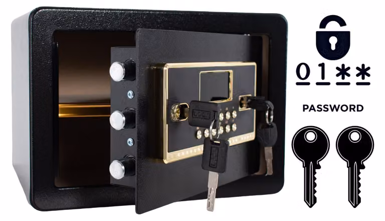 Cassaforte blindata con serratura elettronica e chiave 25x35x25 cm Nero