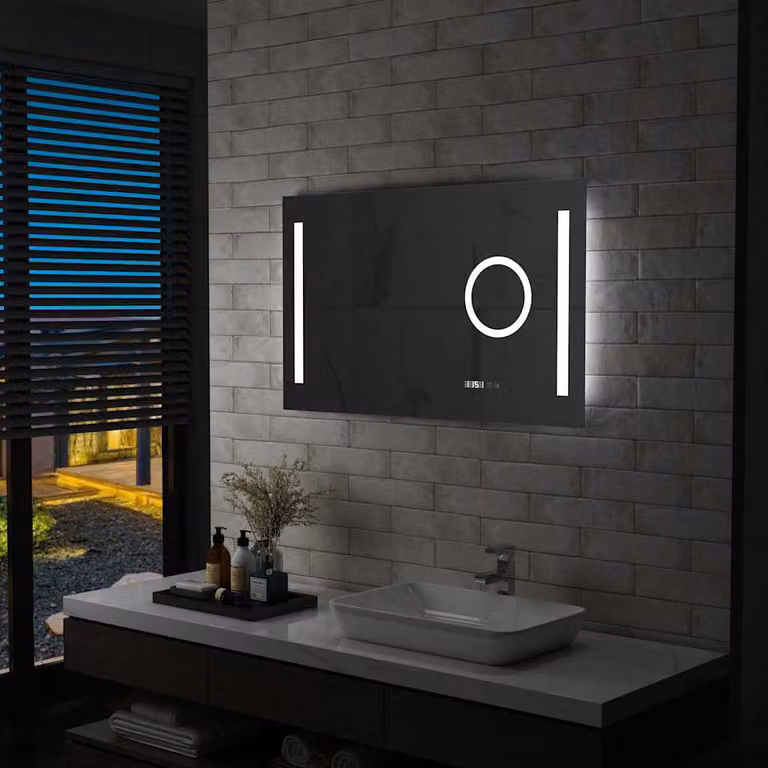Specchio da bagno LED vidaXL con sensore tattile, rettangolare, nero o argento, L: 100 cm, H: 60 cm