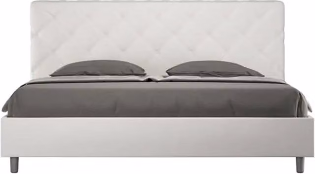 Letto con rete imbottita Ityhome Priya in similpelle bianco L: 180 cm, P: 210 cm, H: 230 cm – 1
