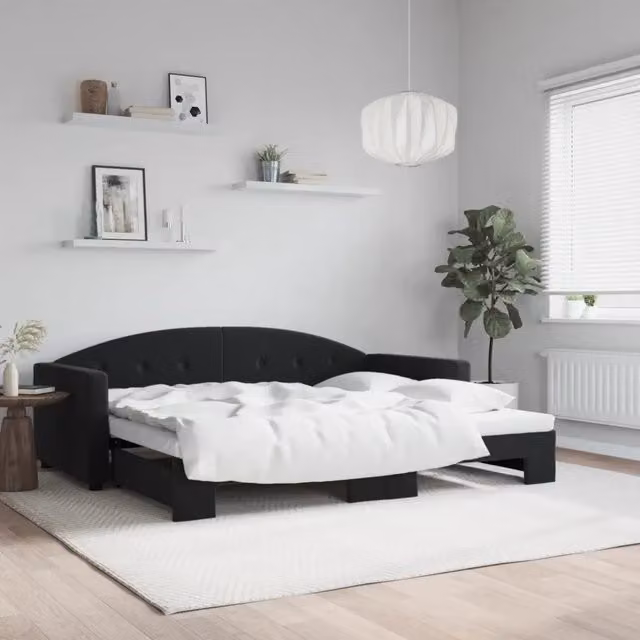 Divano Letto Moderno vidaXL in Velluto Nero per Soggiorno e Camera da Letto