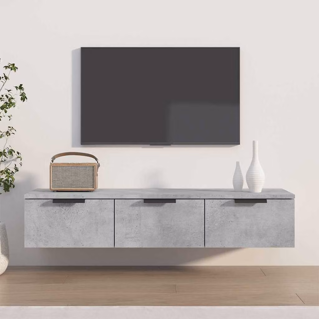 Armadietto a muro moderno vidaXL in legno MDF grigio opaco L 102 x P 30 x H 20 cm
