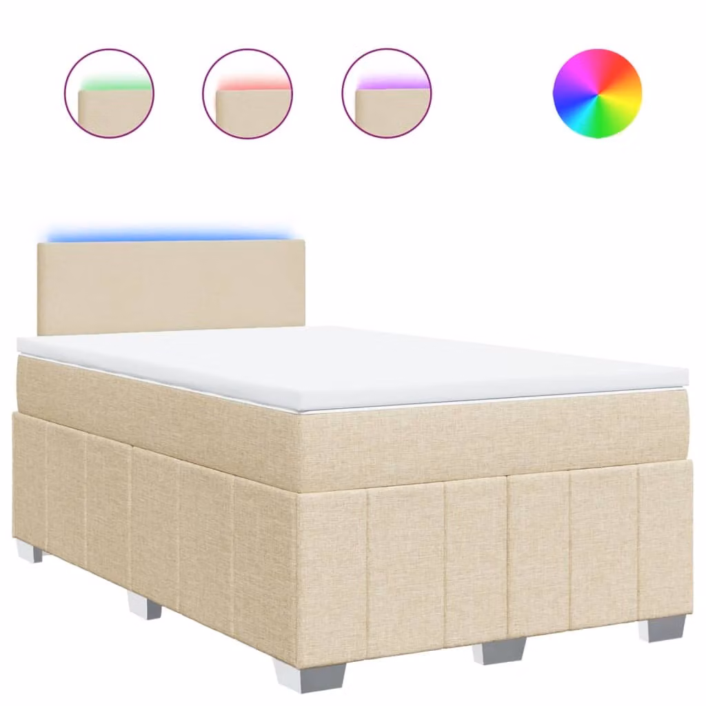 SYFAX™ Giroletto a Molle con Materasso Crema 120x190 cm in Tessuto