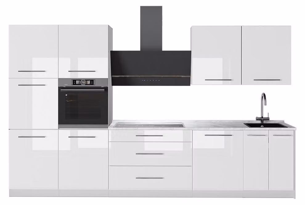 Cucina componibile Vicco Fame-Line Bianco lucido/Bianco 340 cm senza piano di lavoro, Model 64642