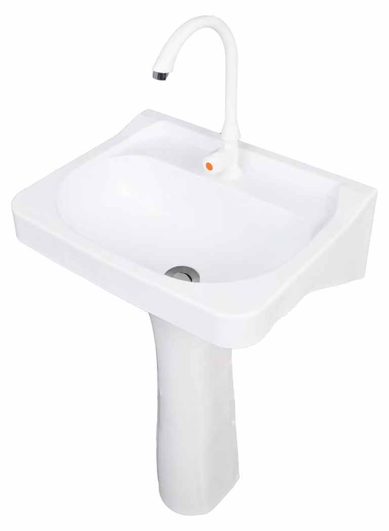 Set di lavabi in plastica, dimensioni 19,6 x 15,3 x 31,5 pollici, adesivi, colore bianco
