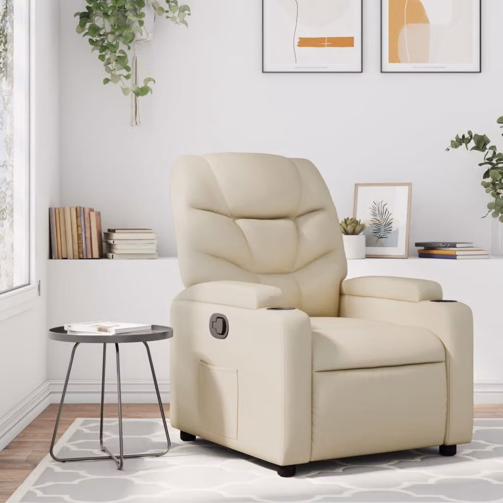 vidaXL Poltrona reclinabile relax in similpelle color beige con braccioli