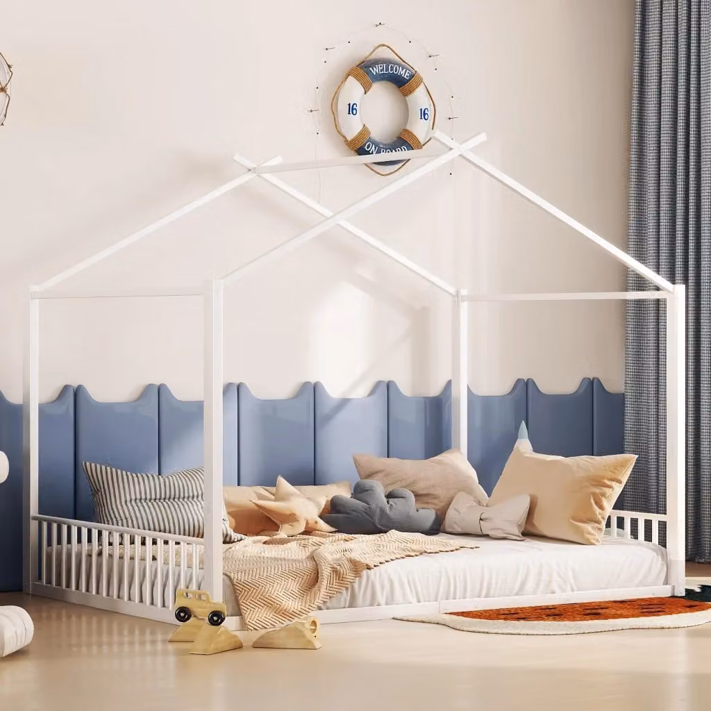 Letto a casetta per bambini Chicfurn in metallo bianco L/P/H: 140 x 200 x 165 cm – 2