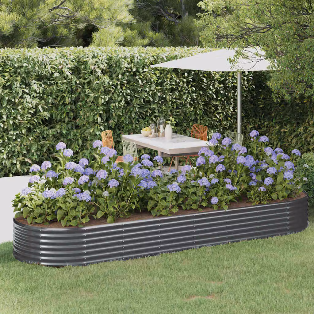 Letto da giardino rialzato vidaXL in acciaio zincato antracite L: 322 cm, P: 100 cm, H: 36 cm