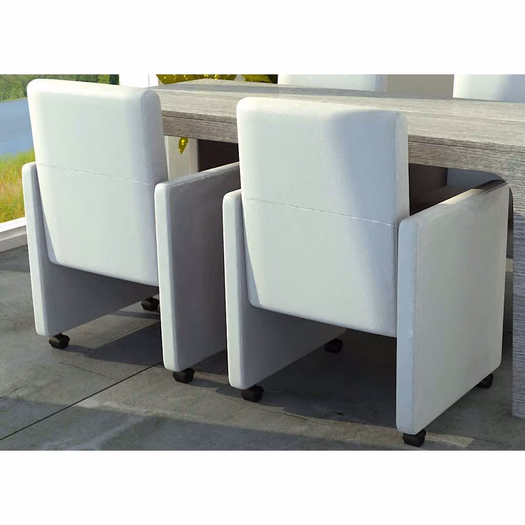 Set di 2 sedie da pranzo vidaXL in similpelle bianca per cucina e sala da pranzo – 1