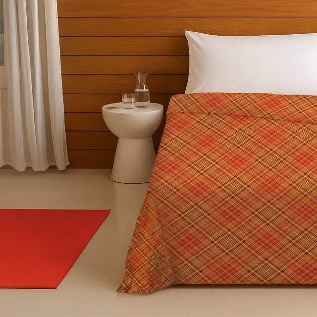 Trapuntino Kasanova per una piazza e mezza, motivo scozzese rosso, in microfibra trapuntata per autunno e inverno, L: 250 cm x P: 220 cm