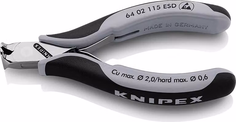 KNIPEX 64 02 115 ESD Pinza per terminali elettronici ESD con impugnatura multicomponente 115 mm