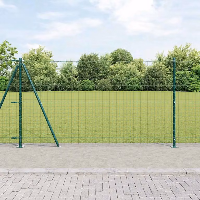 Set di 26 pali per recinzione vidaXL con base in cemento, colore verde e grigio, H: 150 cm, L/P: 3,2 x 3,2 cm