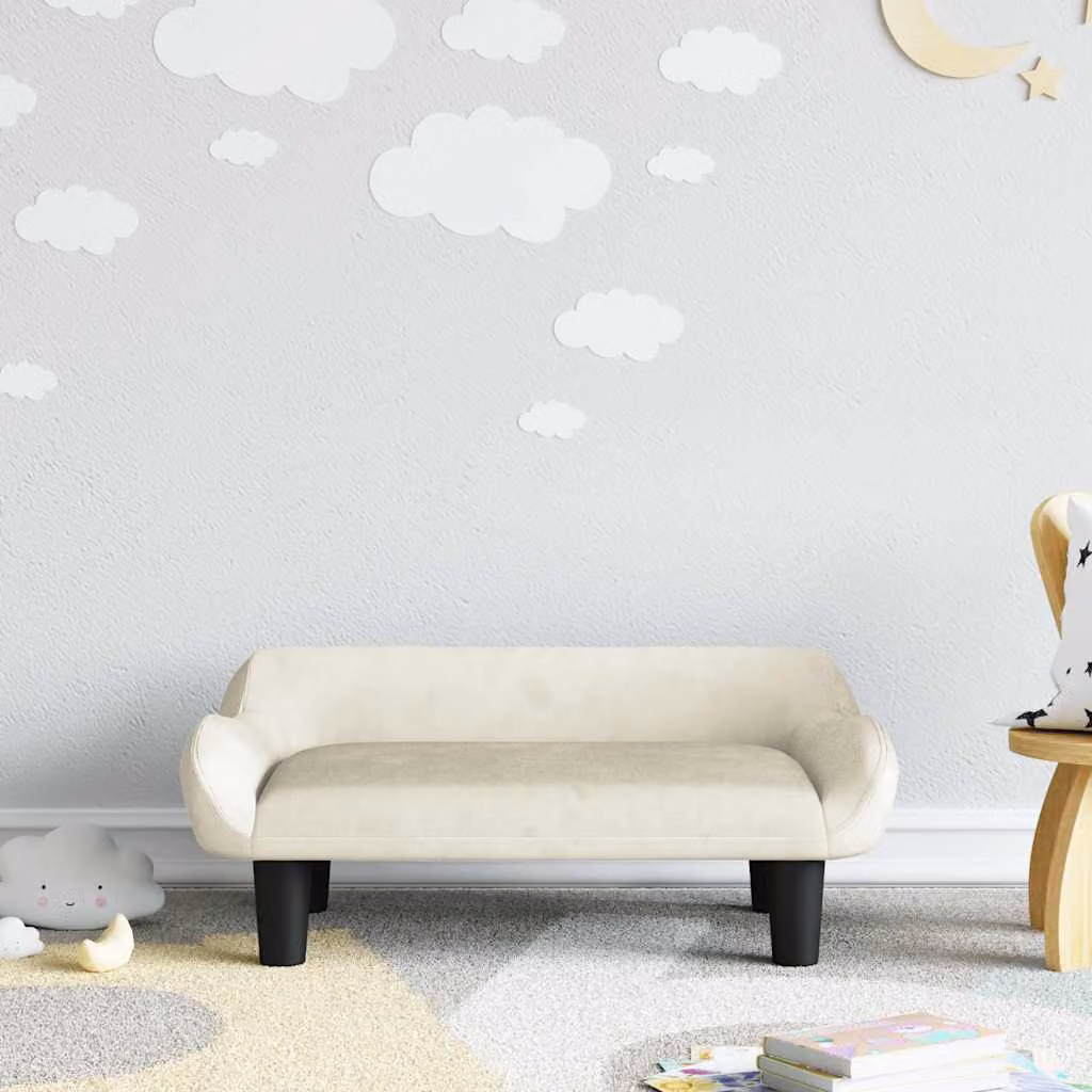 vidaXL Divano per bambini in velluto beige L 70 cm, P 40 cm, H 24 cm