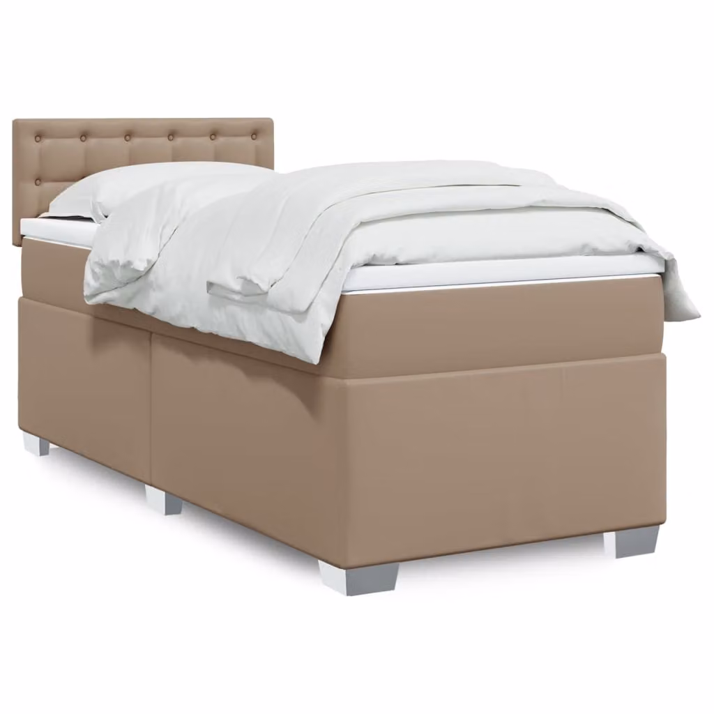 vidaXL Giroletto a Molle con Materasso in Similpelle Beige, L 100 x P 200 cm