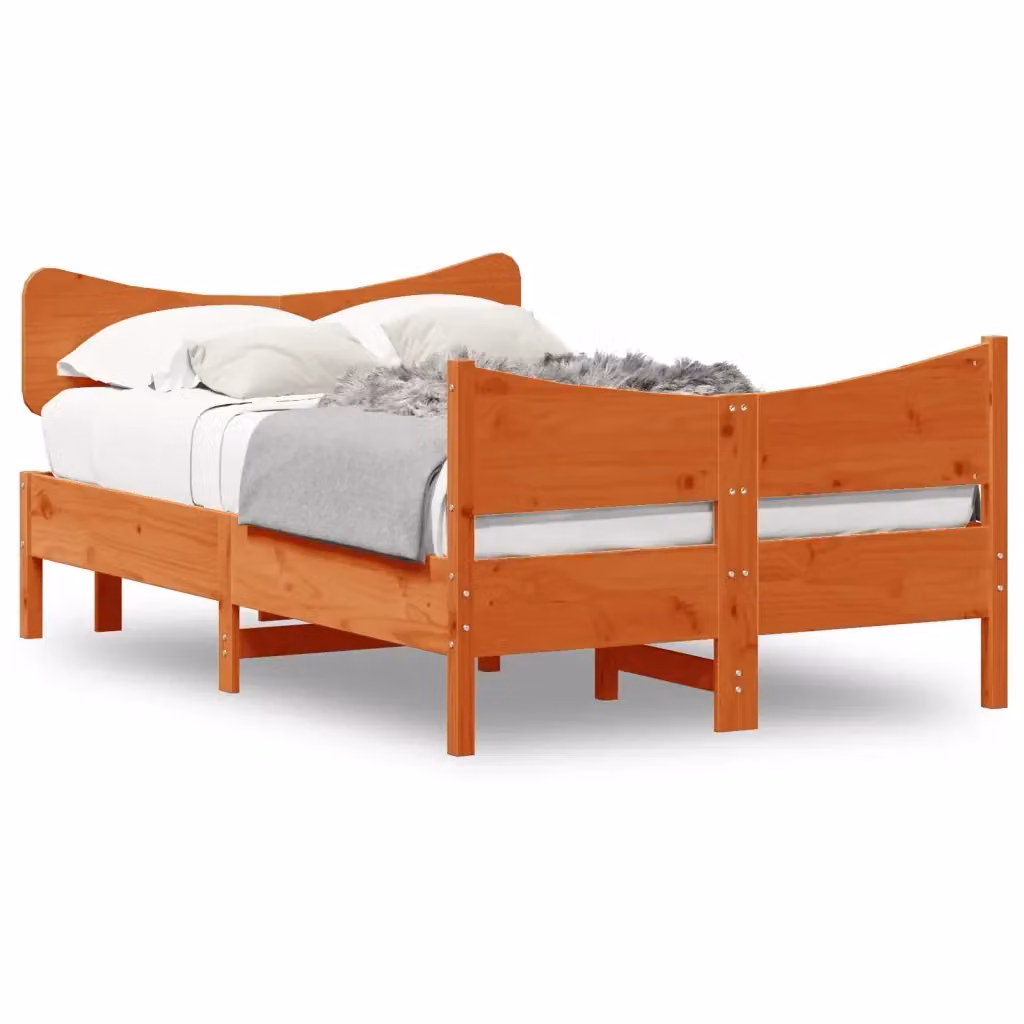 vidaXL Giroletto in Legno di Pino Marrone Cera con Doghe Rigide L 120 x P 200 cm – 2