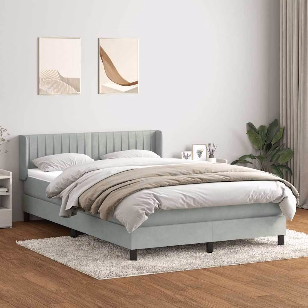 Maison Exclusive - Giroletto a Molle con Materasso Grigio Chiaro 160x210cm Velluto