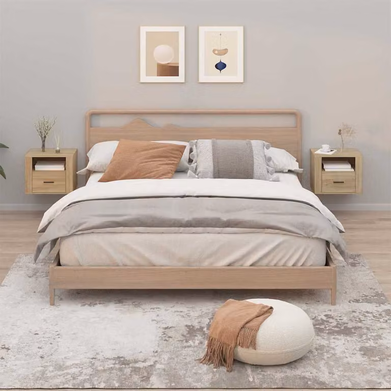 Set di 2 comodini da muro vidaXL in stile moderno, colore Rovere Sonoma, L: 50 cm, P: 36 cm, H: 40 cm