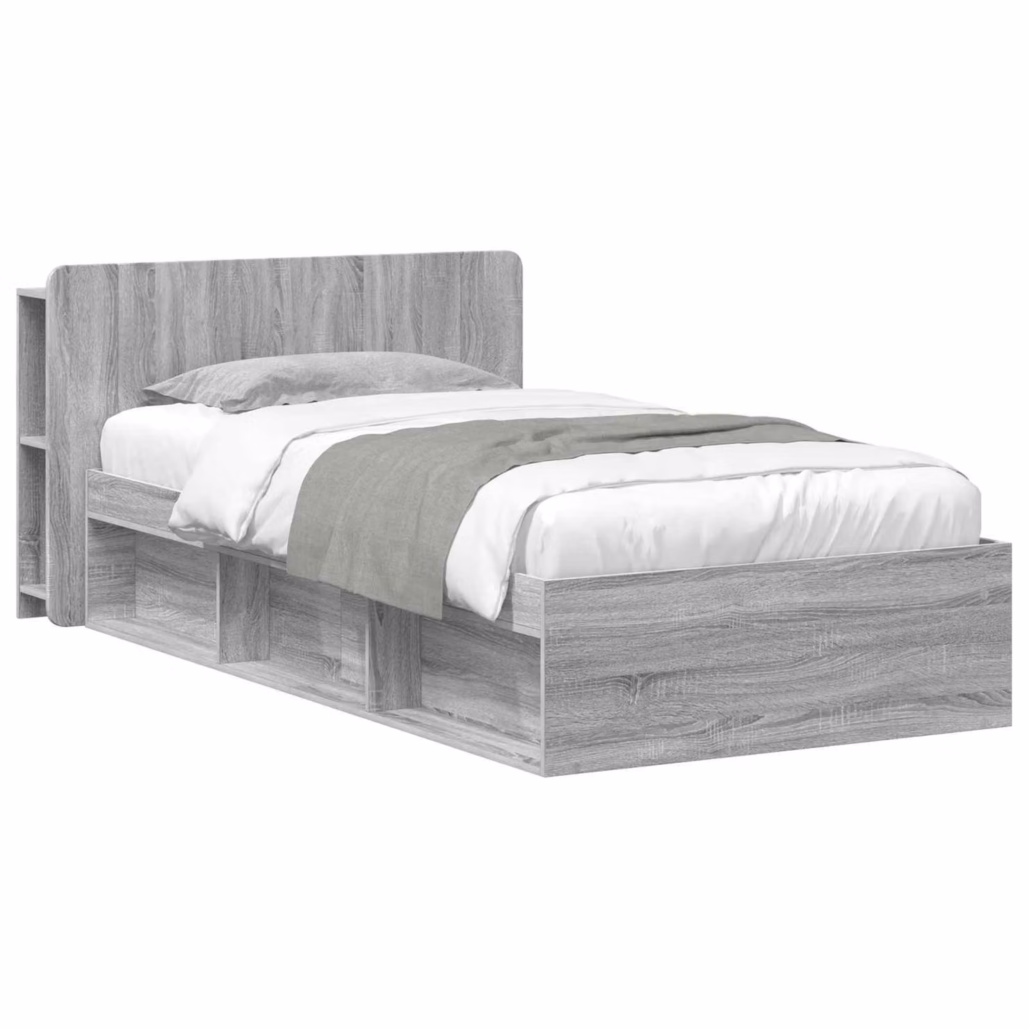 vidaXL Telaio letto moderno con contenitore e cassetti in legno ingegnerizzato, colore grigio, L 200 x P 80 x H 95 cm