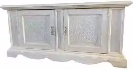 Porta tv Alberta in legno 2 ante con rilievo bianco anticato
