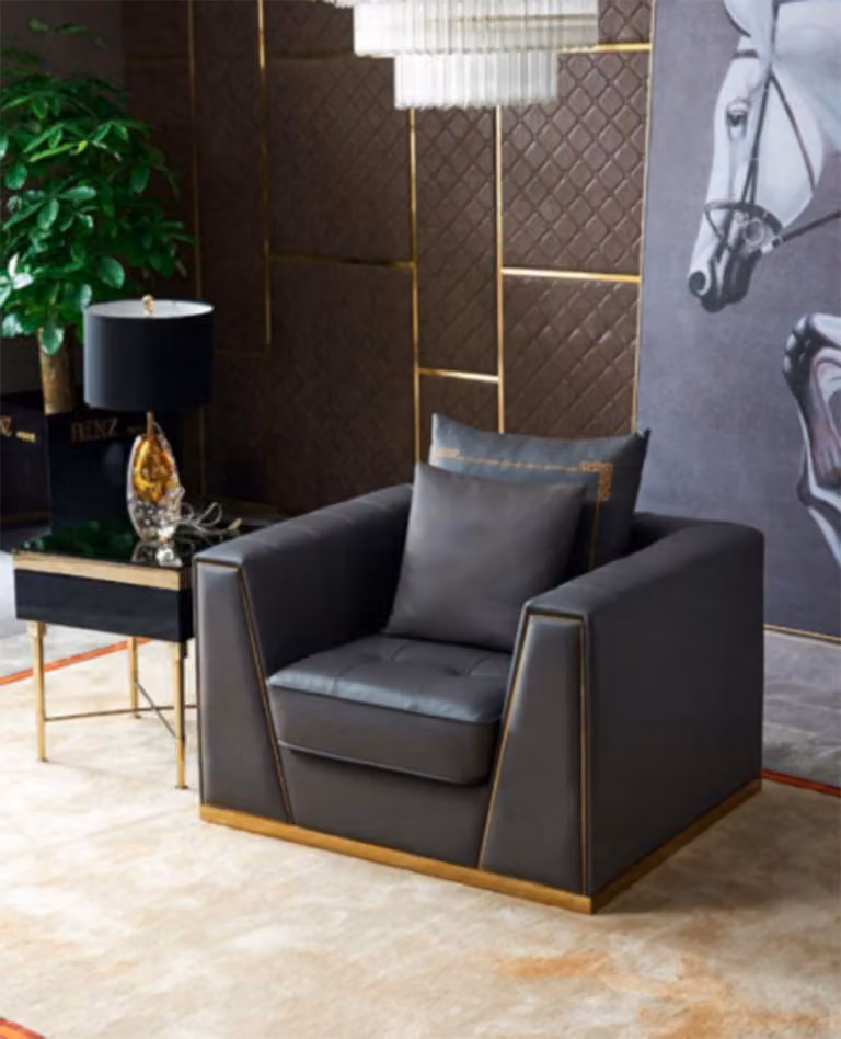 Designer Wohnzimmer Einrichtung Sessel Einsitzer Polster Sofa Couch Fernseh