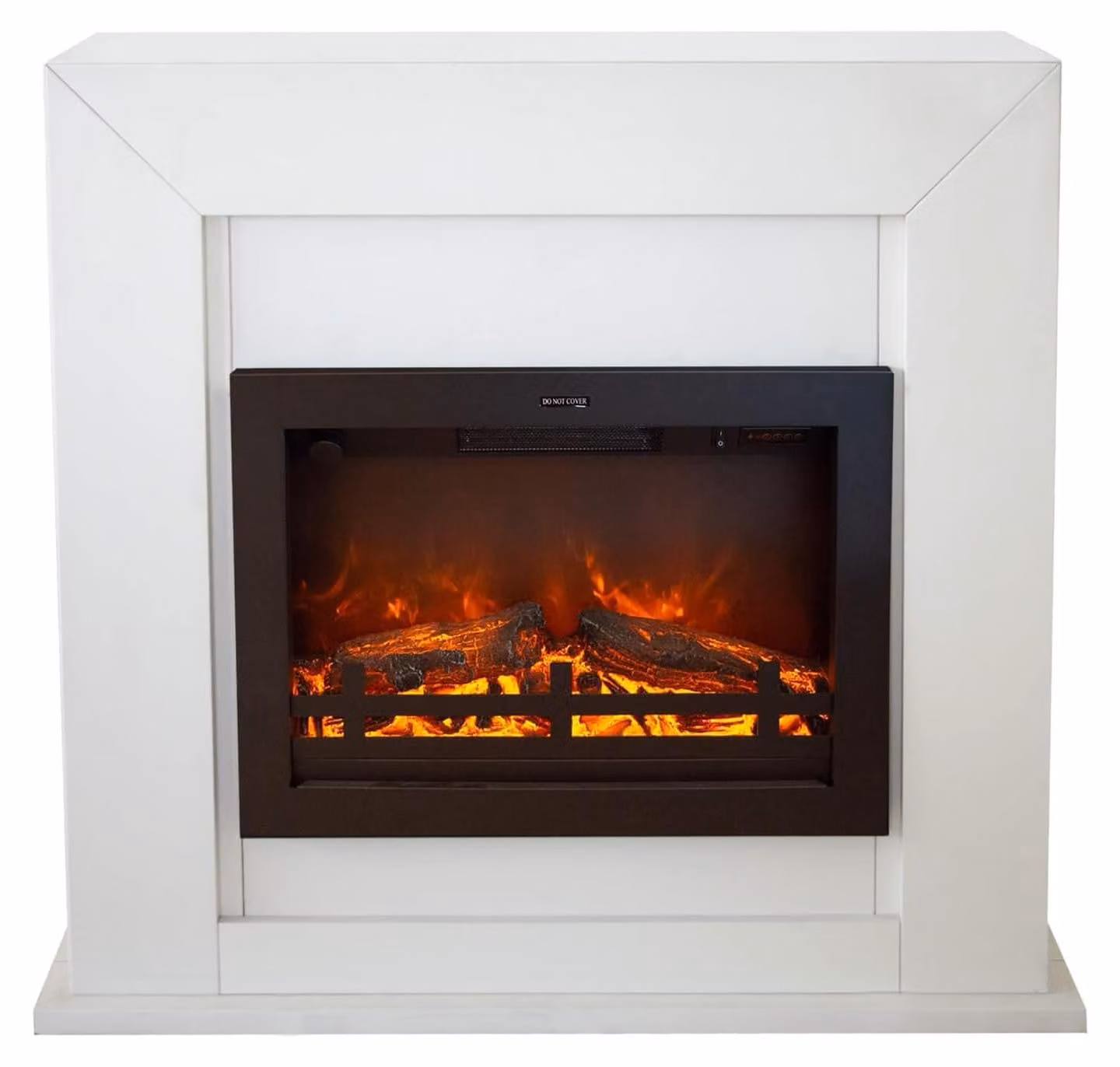 Camino elettrico a fiamme - Bianco/Nero - Potenza 1500 Watt - Autoportante, decorativo